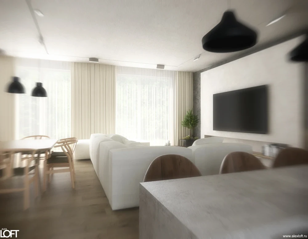 Современный и уютный интерьер двухэтажного дома